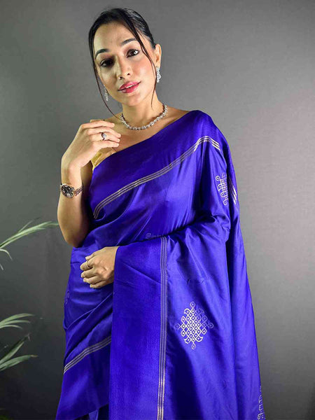 Purple Kolam Silk Heritage Saree  women's fashion mart