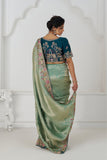 Green Luxury Wedding Saree With Multi-Thread Bead Embroidery & Sequin Work