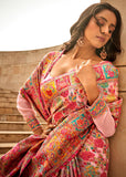 Gajari Pink Woven Kashmiri Jamewar Saree