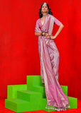 Orchid Pink Woven Banarasi Tissue Silk Saree