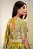 Luminous Lime Yellow Floral Printed Embellished Lehenga Choli - women's fashion mart