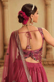 Deep Pink To Purple Thread With Sequince Embroidered Work Wedding Lehenga -Bridal Lehenga Default Title women's fashion mart