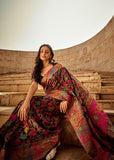 Black Multicolor Woven Kashmiri Jamewar Saree