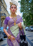 Delight Green And Purple Printed Patola Silk Saree