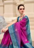 Fuchsia Purple Woven Banarasi Silk Saree