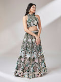 Net Multi-Sequins Work Semi-Stitched Lehenga  women's fashion mart