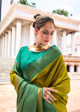 Lime Green Woven Banarasi Silk Saree