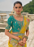 Empire Yellow Designer Embroidered Silk Saree