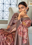 Lilas Purple Woven Banarasi Silk Saree With Digital Print