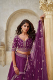 Crimson Elegance Minimalist Peacock And Leaf Motif Bridal Lehenga