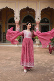 Faux Georgette Sequins With Thread Embroidered Kurti Sharara Dupatta Set For Women