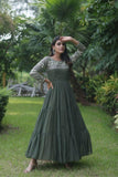 Elevate Style With Embroidery Zari Sequins-Work Designer Gowns -WOMEN FASHION Purple / M women's fashion mart