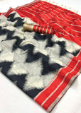 Black And White Woven Soft Silk Saree