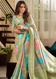 Classic Green Banarasi Soft Silk Saree With Digital Print