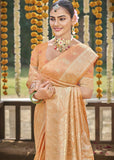 Pale Peach Woven Banarasi Satin Silk Saree