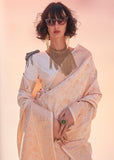 Beige And Gold Woven Banarasi Brocade Silk Saree