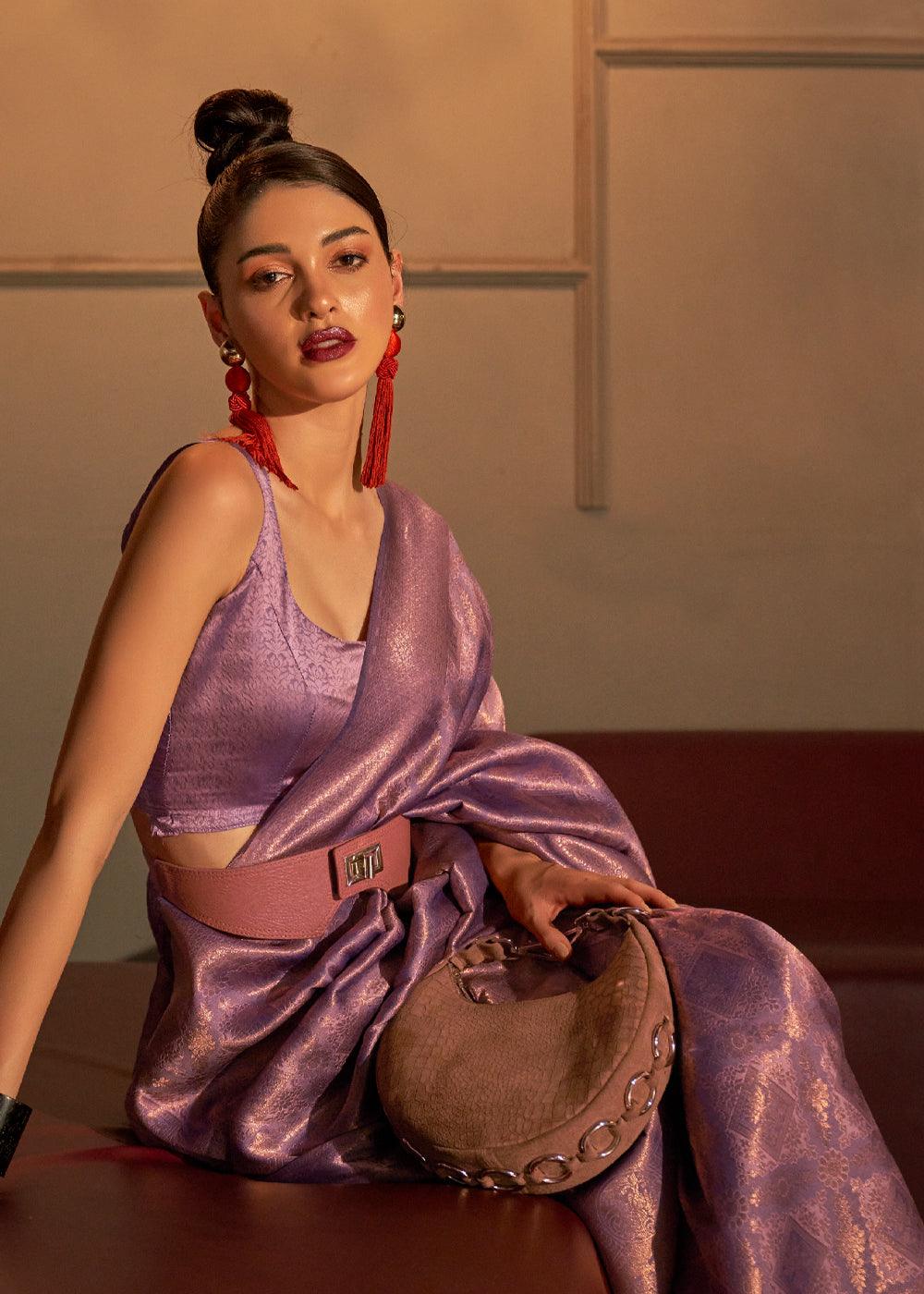 Classic Mauve Woven Royal Kanjivaram Silk Saree