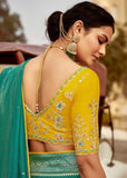 Aqua Green Woven Banarasi Designer Silk Saree With Embroidered Blouse