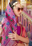 Camellia Pink Woven Banarasi Patola Silk Saree