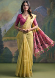 Butter Yellow Woven Cotton Silk Saree