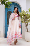 Luxury Floral Printed Organza Anarkali Set