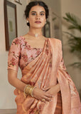 Classy Paech Woven Banarasi Tissue Organza Silk Saree With Digital Print