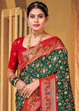 Classic Green Woven Patola Soft Silk Saree