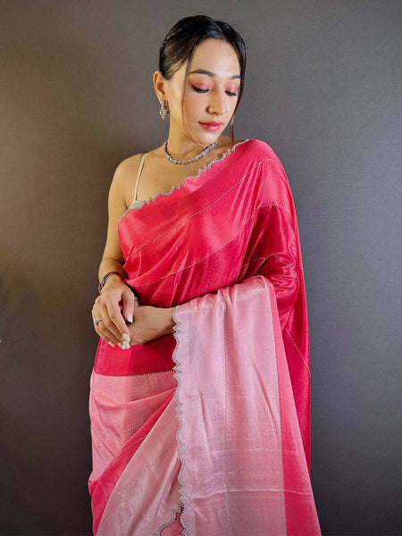 Elegant Rainbow Stone Saree  women's fashion mart