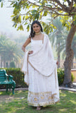 White colour sequence embroidery work suit -Designer Suit M / White women's fashion mart