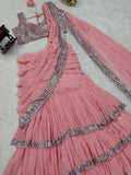 Pattern Wedding & Party Wear Light Pink Color Lehenga Saree