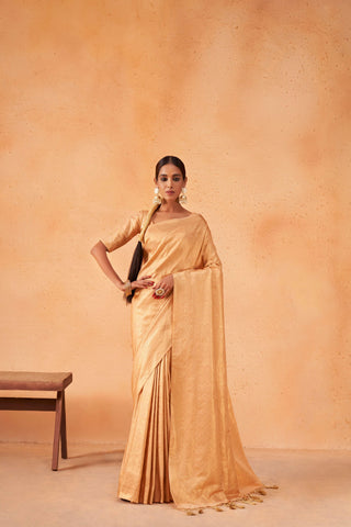 Beige Kanjivaram Art Silk Saree - Default Title women's fashion mart