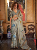Exquisite Soft Weaved Digital Printed Grey Saree - women's fashion mart