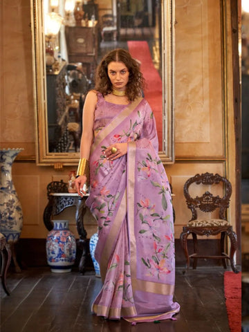 Breathtaking Soft Weaved Digital Printed Dusty Pink Saree - women's fashion mart