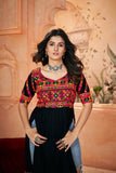 Navratri Wear Black Rayon Printed Embroidered Kurti - women's fashion mart