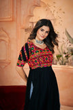 Navratri Wear Black Rayon Printed Embroidered Kurti - women's fashion mart