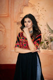 Navratri Wear Black Rayon Printed Embroidered Kurti - women's fashion mart