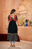 Navratri Wear Black Rayon Printed Embroidered Kurti - women's fashion mart