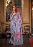 Passionate Soft Weaved Digital Printed Purply Blue Saree - women's fashion mart