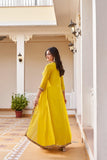 Yellow Embroidered Georgette Crop Top And Palazzo Set -WOMEN FASHION XS women's fashion mart