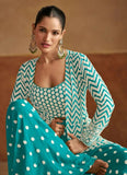 Elegant and Beautifully Hand Embroidered Jacket Sharara Suit - women's fashion mart