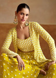 Elegant and Beautifully Hand Embroidered Jacket Sharara Suit - women's fashion mart