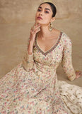 Comforting Cream Georgette Embroidered Anarkali Suit - women's fashion mart