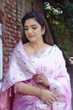 Attractive Satin Silk Pink Color Designer Saree