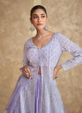 Luxurious Lavender Georgette Embroidered Ombre Style Anarkali Suit - women's fashion mart