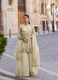 Stunning Cream Heavy Embroidered Pure Shimar Sharara Suit - women's fashion mart