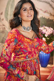 Captivating Floral Printed Red  Silk Salwar Kameez - women's fashion mart