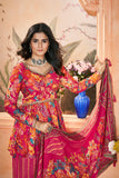 Captivating Floral Printed Red  Silk Salwar Kameez - women's fashion mart
