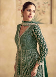 Designer and Stylish Dark Green Embroidered Anarkali Suit - women's fashion mart