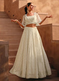Designer Lucknowi Embroidered White Lehenga Choli - women's fashion mart