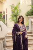 Amazing Festive Wear Faux Georgette Sequins Worked Gown - women's fashion mart